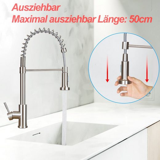 ZMH Rubinetti cucina sabbia nichel per doccia rubinetto girevole estensibile per cucina e bagno