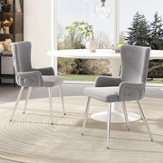 Set di 2 sedie in velluto grigio con gambe in metallo