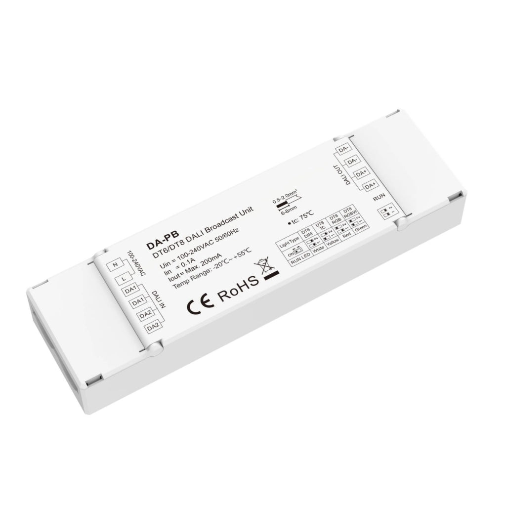 Unità Broadcast DALI DT6 DT8, Espansore Circuito Bus con Alimentatore Integrato Max 200mA, per DIM CCT RGB RGBW, AC220V