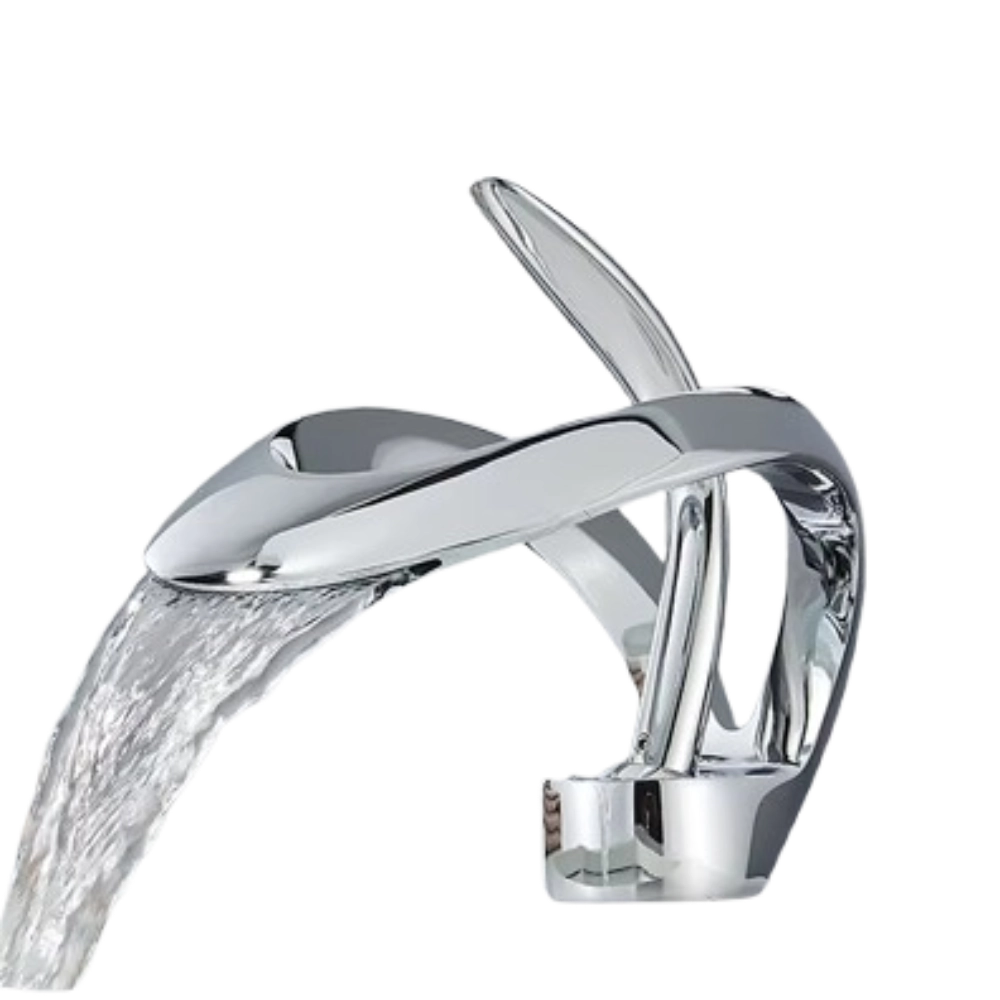 NAVIS |Rubinetto da bagno a cascata di design, rubinetto da bagno cromato lucido|in acciaio inossidabile premium per lavandino|Miscelatore  2 attacchi
