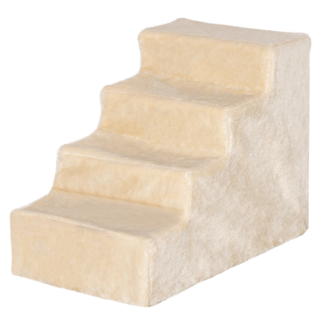Scala per cani e gatti 4 gradini antiscivolo con copertura lavabile ¨C zephmum ¨C beige 60x35x44 cm