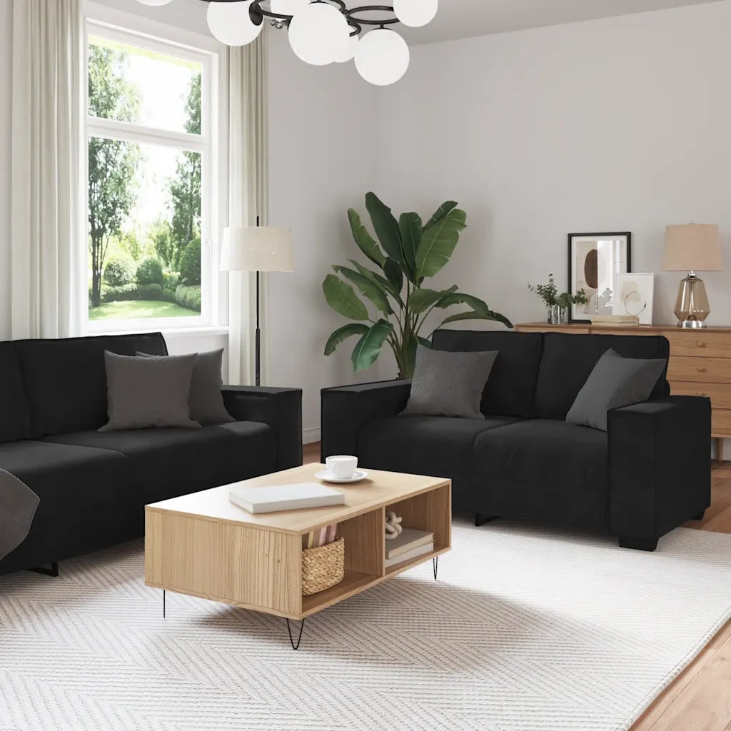 Set di Divani 2 pz con Cuscini Nero in Velluto 3324705