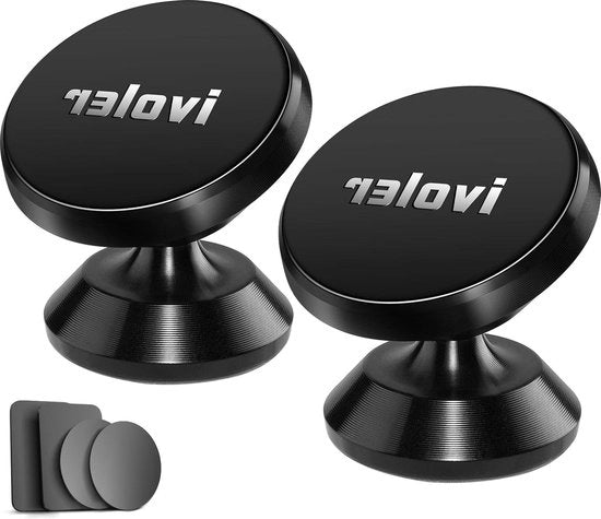 Houder per Telefono per Auto con Rotazione 360° Universale Magnetico, 2 Pezzi, Alloggiamento Mini per Dashboard, Compatibile con Sony Samsung Nokia Huawei - Nero