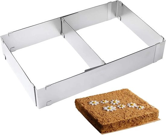 Fornello a forma rettangolare, in acciaio inossidabile, regolabile, per la preparazione e la decorazione di torte e pasticceria, altezza 5 cm