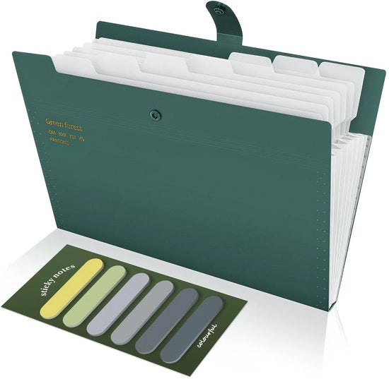 Documentenmap A4 con 8 Comparti - Materiale Plastico - Espandibile - Cartellino con 8 Scomparti - Finitura Resistente