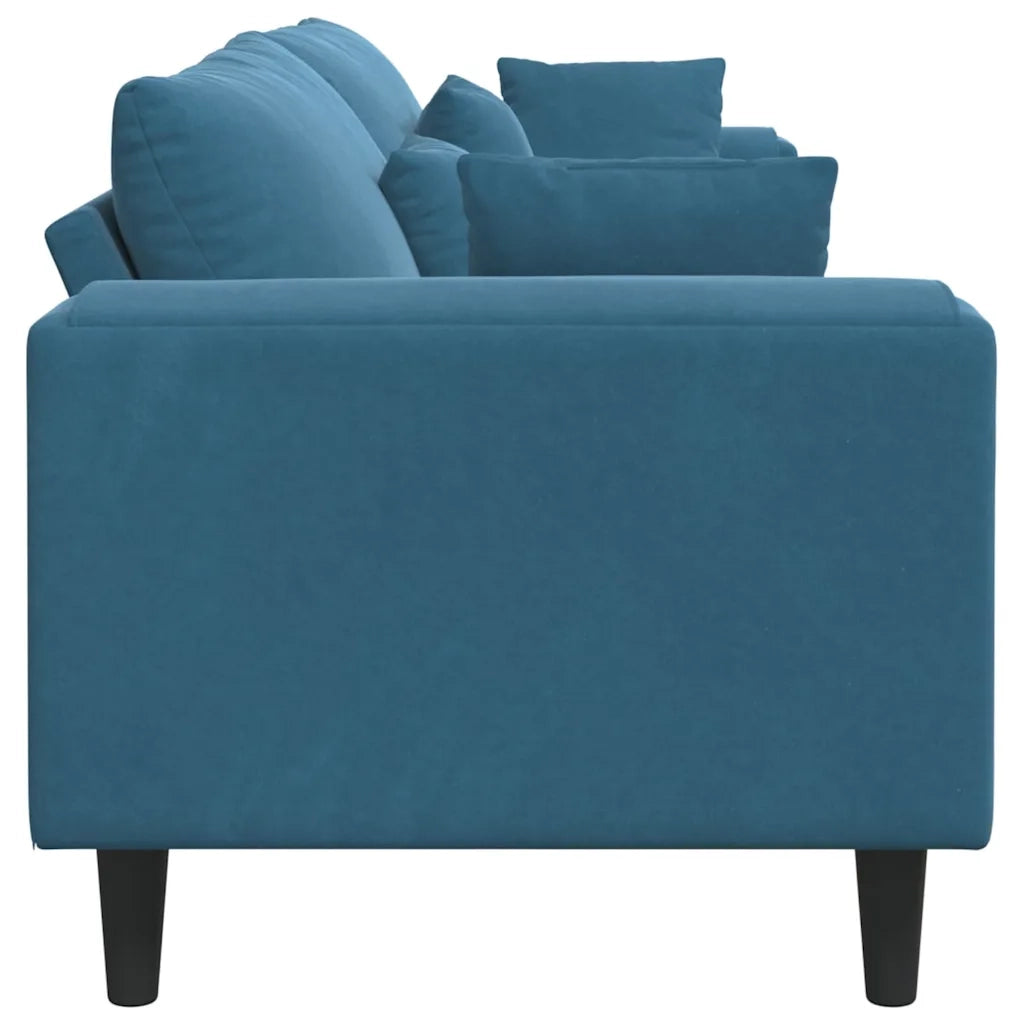 vidaXL Divano in Velluto con cuscino Blu 208 cm Velluto