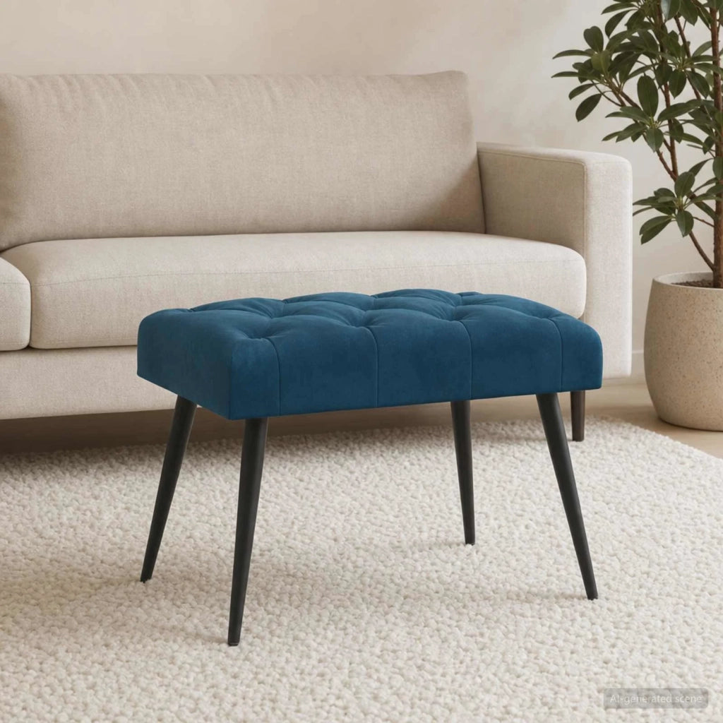 Panchina con bottoni imbottiti Blu 60 x 40 x 45 cm Velluto 42038552