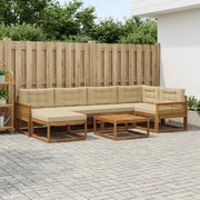Set di divani da esterno con cuscino 7 pcs Naturale e Beige 3382731