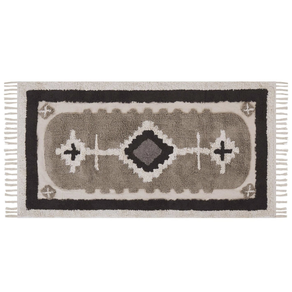 Tappeto Beige Cotone fatto a mano stile Tradizionale 80 x 150 cm