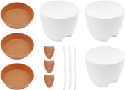 Set di vasi autoirriganti per piante da interni - 3 pezzi - Bianco - Vasche moderne e decorative con fori di drenaggio - Dimensione 16,5 cm