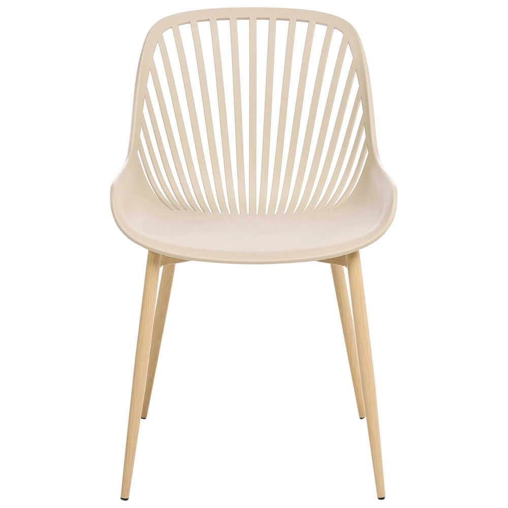 Sedia da pranzo robusta Materiale sintetico Legno poliestere Gambe in ferro Beige sala da pranzo