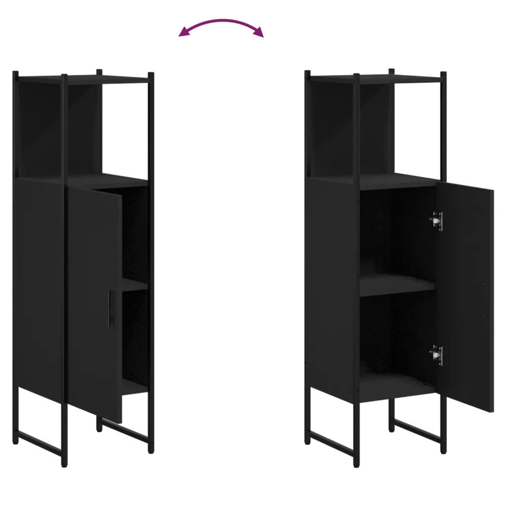 vidaXL Mobile da Bagno Nero 33x33x120,5 cm in Legno Multistrato