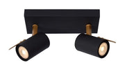 Lucide Grony plafoniera 2 spot GU10 nero/oro dimmer