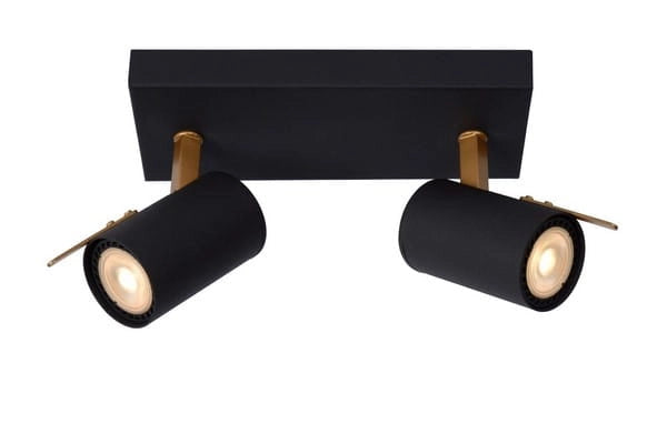 Lucide Grony plafoniera 2 spot GU10 nero/oro dimmer
