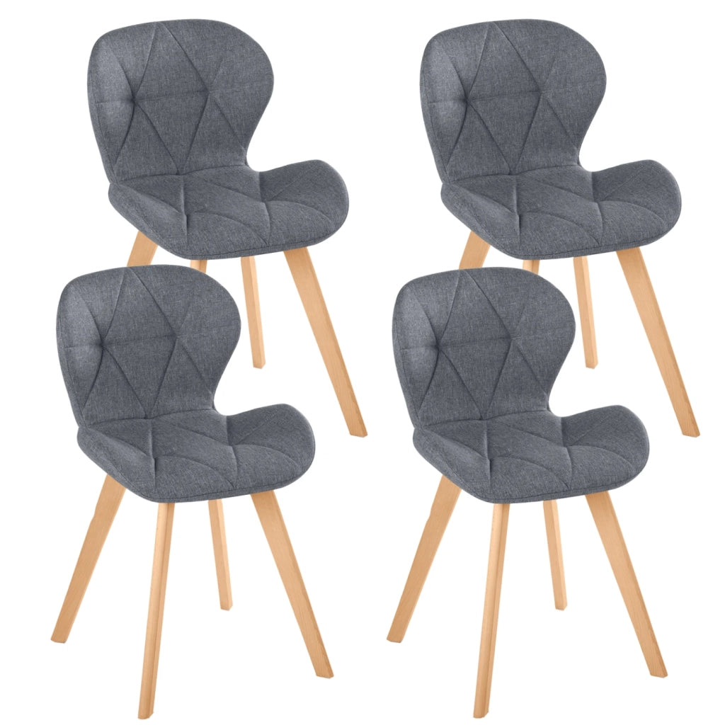 IDMarket - Set di 4 sedie da pranzo in tessuto grigio scuro ROBINE