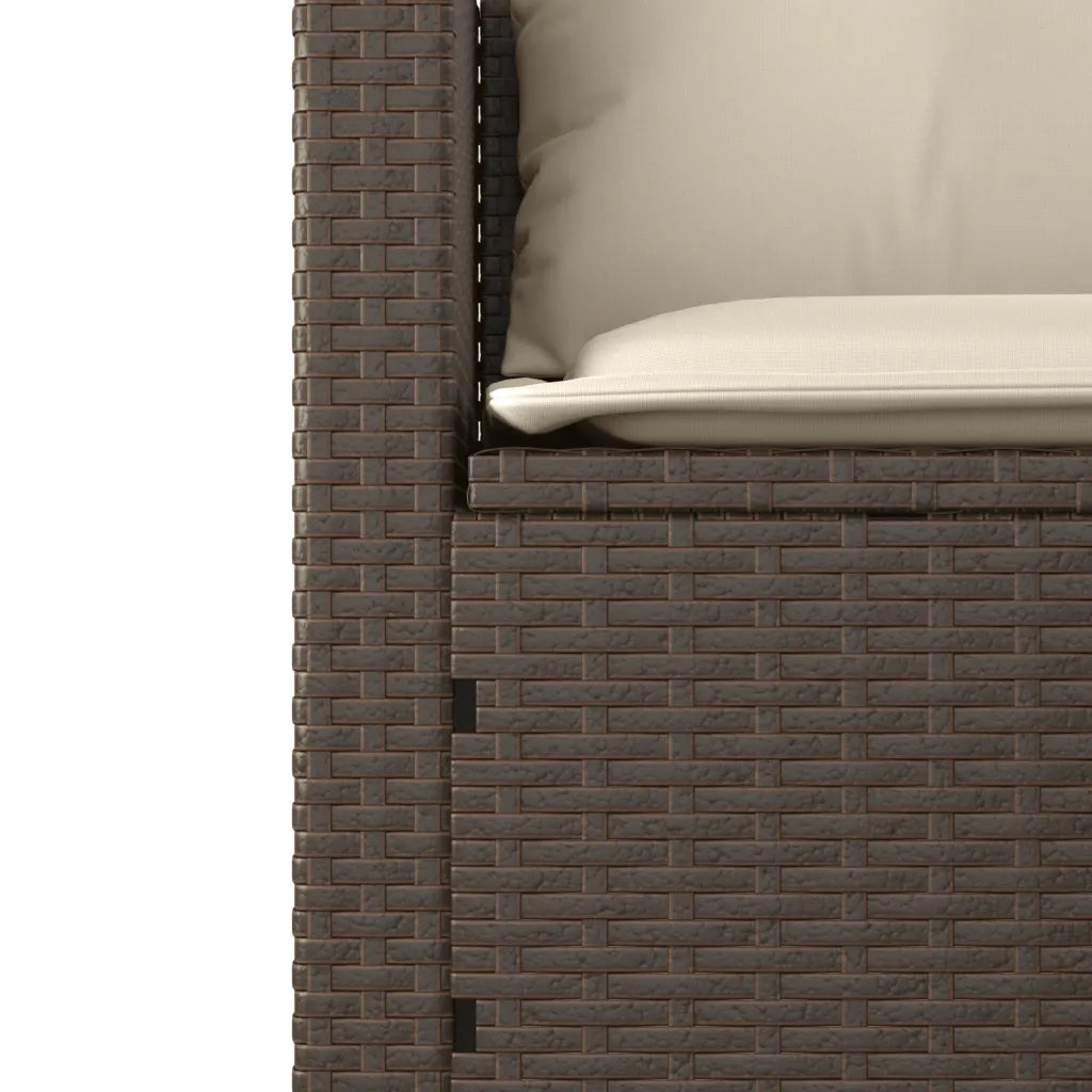 Set Divano da Giardino 3 pz | Set Salotto da Giardino con Cuscini Marrone in Polyrattan