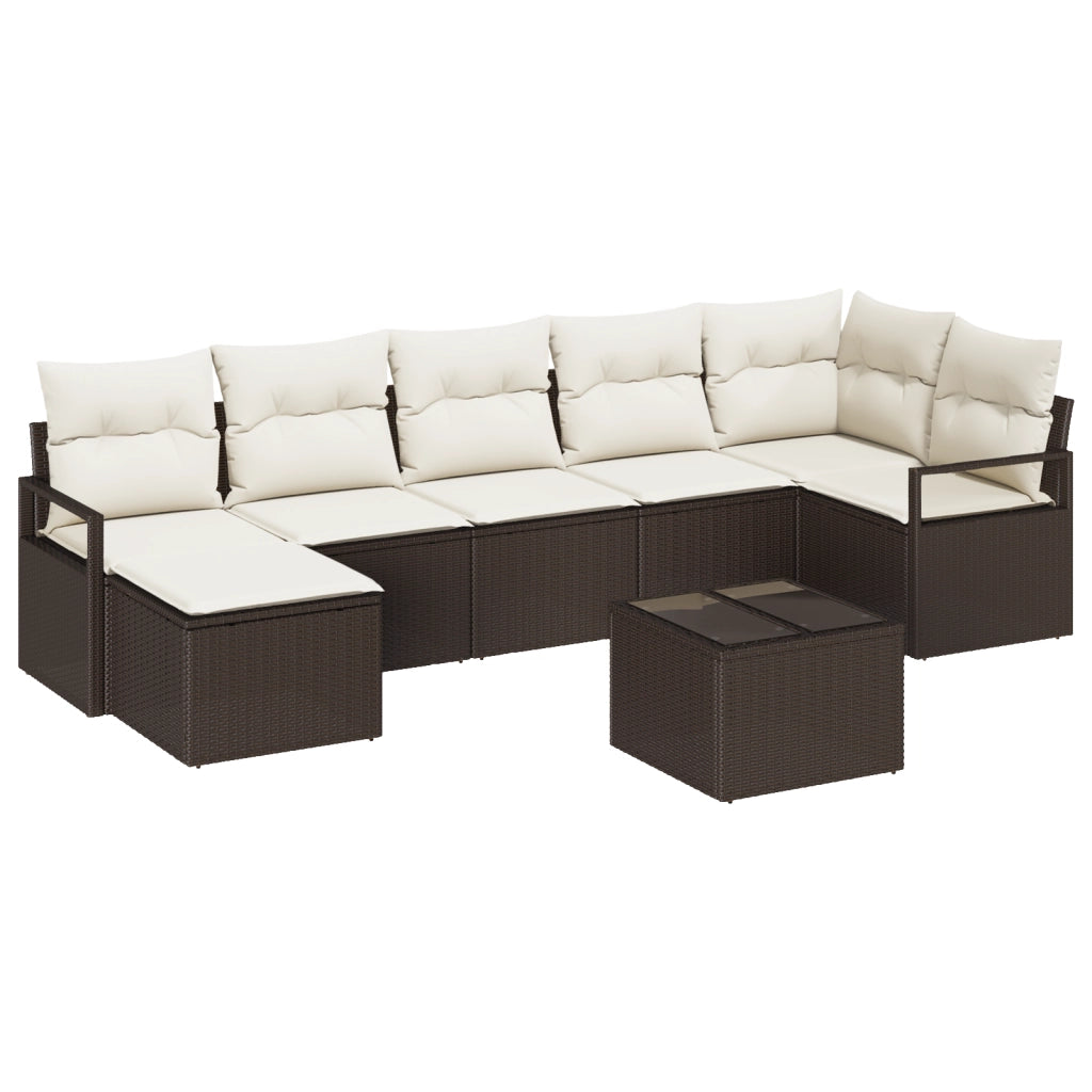 Set Divano da Giardino di 7 Pezzi con Cuscini Grigio Polyrattan
