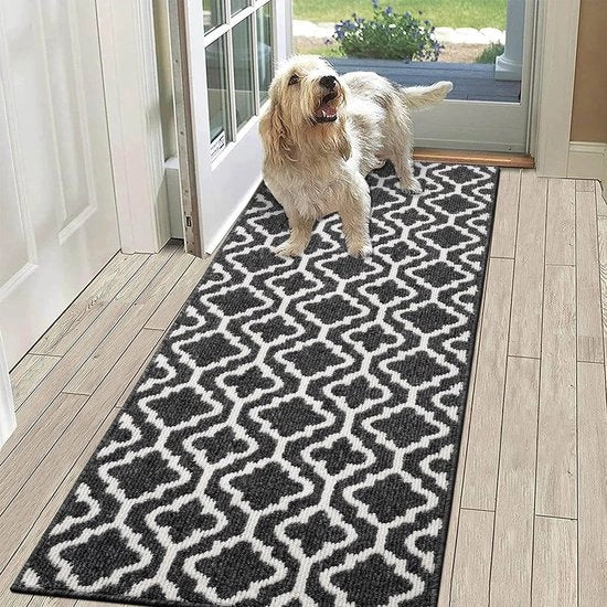 Loper antiscivolo da 50x150 cm, nero, per ingresso, moderno loper per ingresso, tappeto antiscivolo da cucina, loper per ingresso, cucina, entrata, soggiorno, con superficie lavabile e antiscivolo.