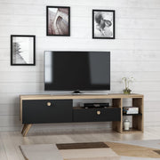 Filetto, Mobile Porta tv 2 Ripiani, 150x35x47h cm Nero Antracite