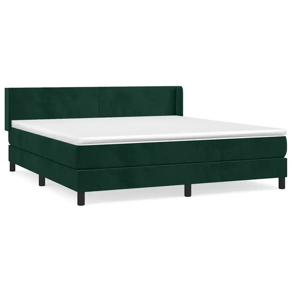 Giroletto a Molle con Materasso Verde Scuro 160x200 cm Velluto 3130850