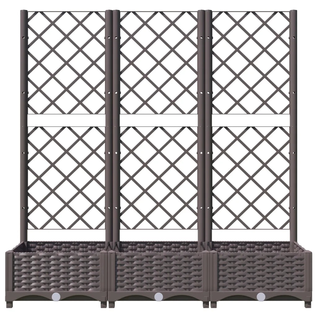 Fioriera da giardino con traliccio marrone 120x40x121,5 cm PP 318262