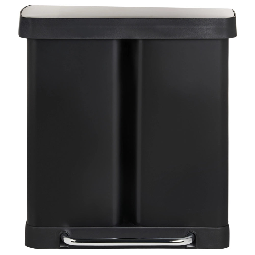 Cestino doppio con pedale e coperchio metallo Materiale sintetico Nero Cucina moderna Riciclabile