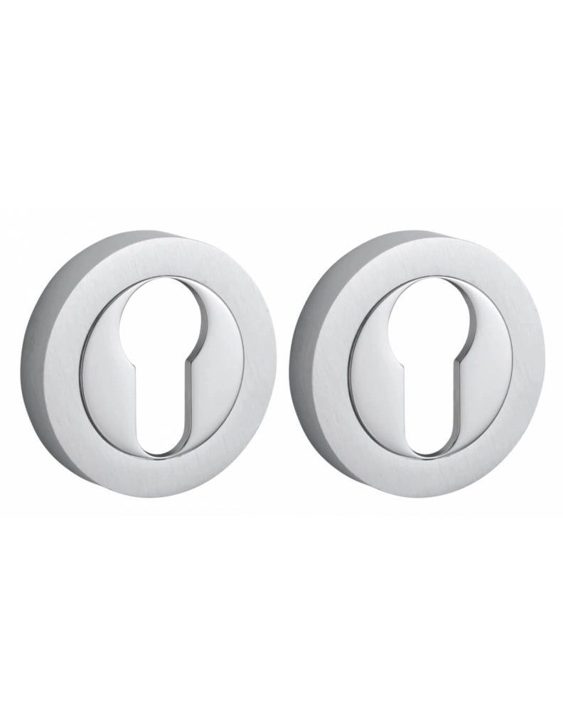 Coppia di rosette tonde Ø 50 mm con foro cilindro, cromo satinato – THIRARD