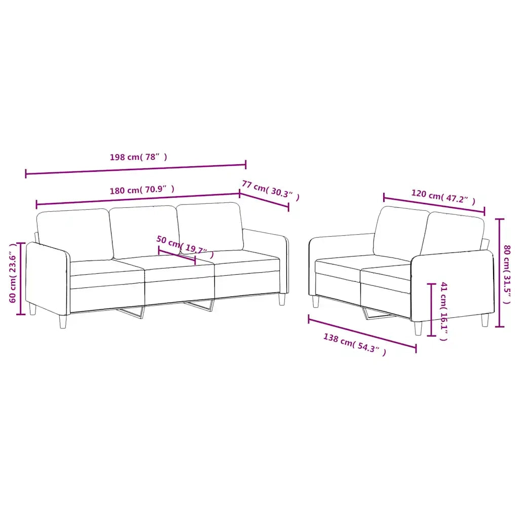 Set di Divani 2 pz Blu in Velluto 3202023