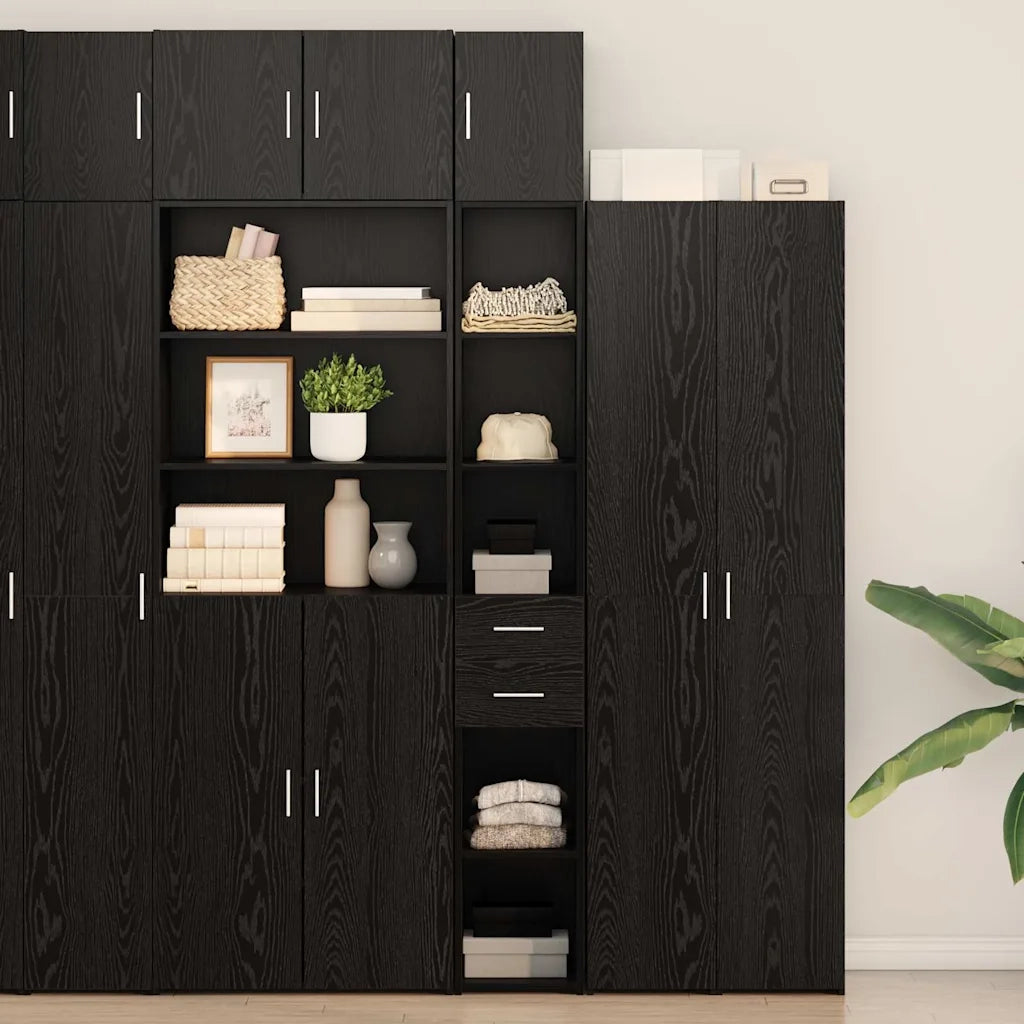 Armadio con cassetto 2 pcs Rovere Nero 30 x 42,5 x 225 cm 3365642