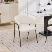 Sedia da Pranzo Imbottita con Braccioli ¨C Xylo ¨C Tessuto Chenille, Gambe Metallo, Beige