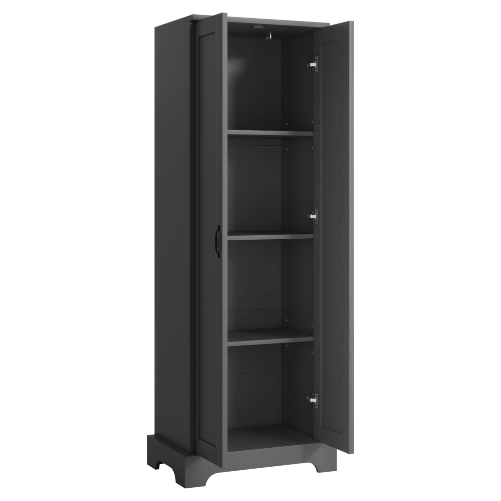 Armadietto Bagno Alto con Ante e Ripiani Regolabili ¨C MINIMAL ¨C Nero 56x40x170