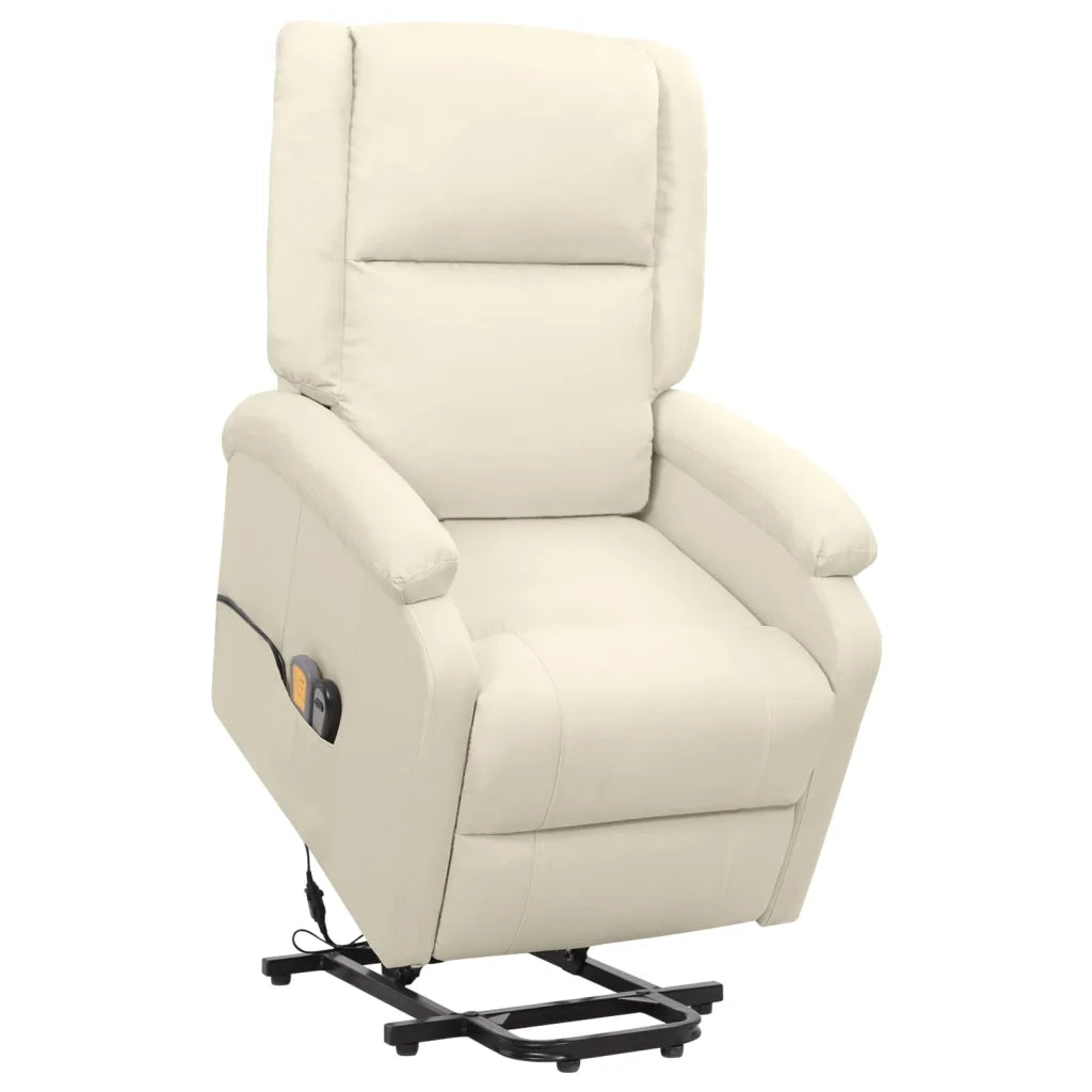 Poltrona Alzapersona Massaggiante Reclinabile Crema in Tessuto cod mxl 50623