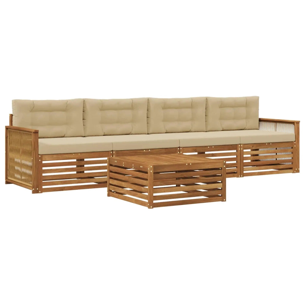 Set di divani da esterno 5 pz Naturale e Beige 3383001
