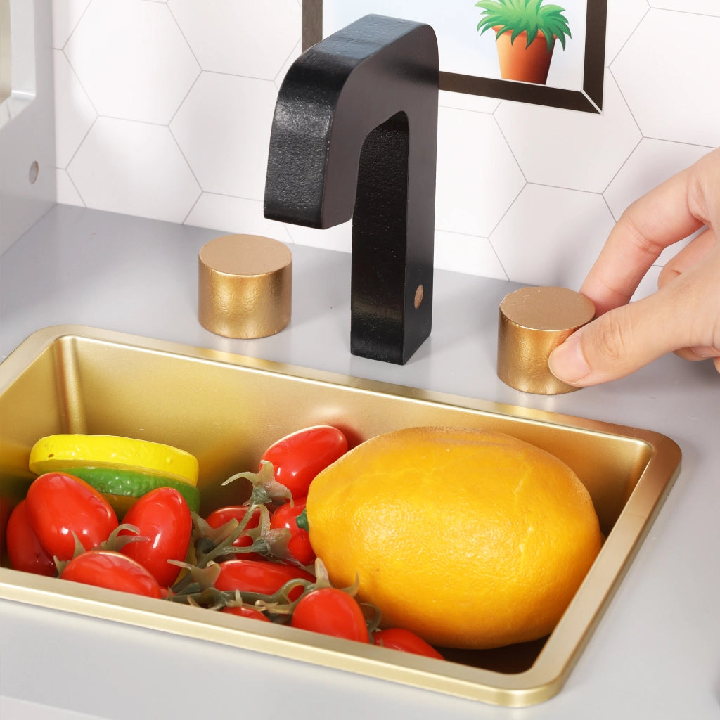 Cucina giocattolo 28.5x60x92 cm con funzioni interattive grigia