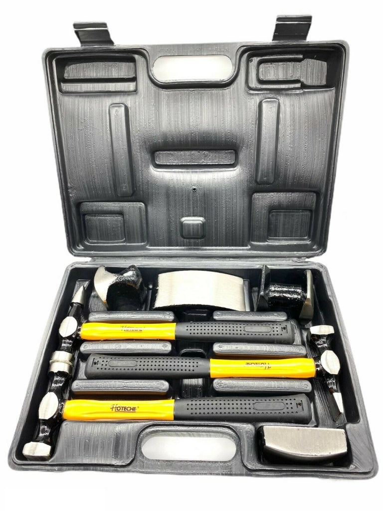 KIT ATTREZZI PER CARROZZIERE DA RIPARAZIONE COMPLETO DI 3 MARTELLI 4 TASSI IN COMODA VALIGIA