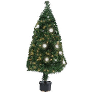 Trade Shop - Albero Di Natale Fibra Ottica Flower 120cm 140 Punte Con 18 Fiori Colore Verde -
