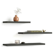 Roscigno, Mensola 3 Ripiani, 30x2x14h cm Nero Antracite