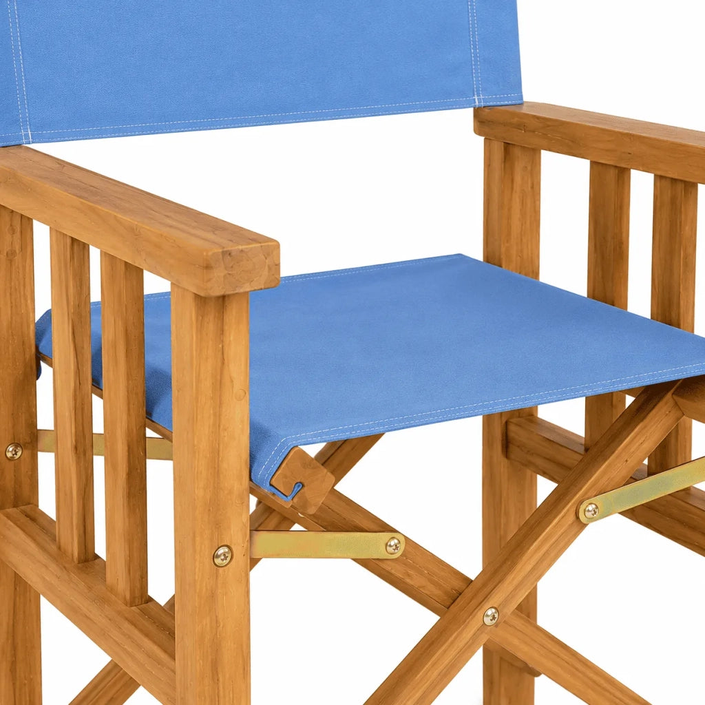 Sedia Regista pieghevole in Legno Teak e Tela azzurra - Cannes