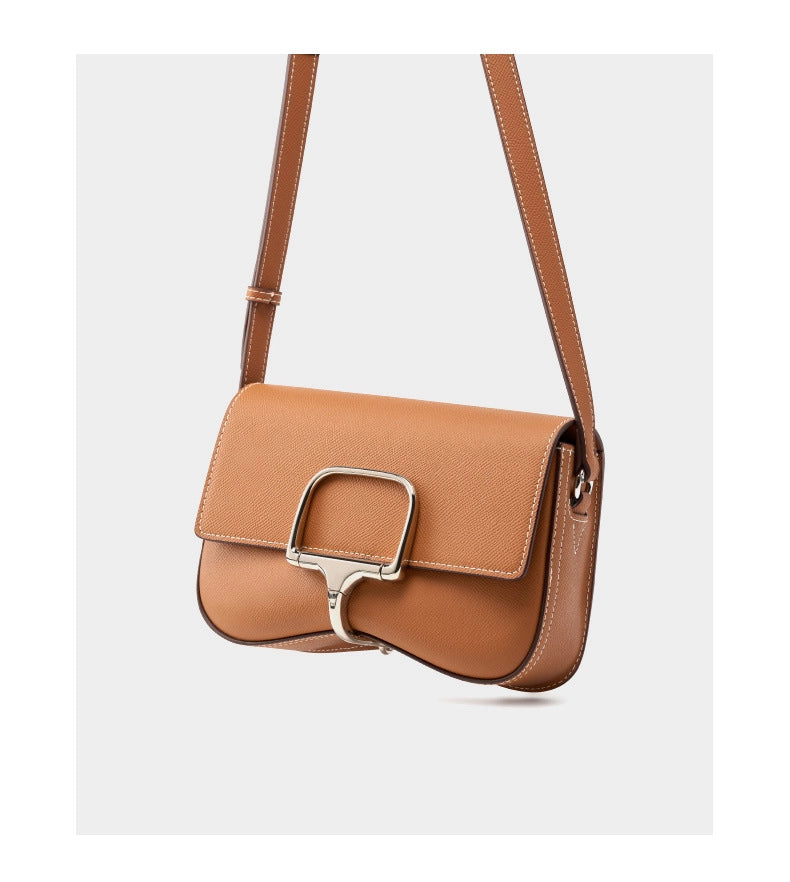 Borsa a tracolla Della da donna in vera pelle, marrone.