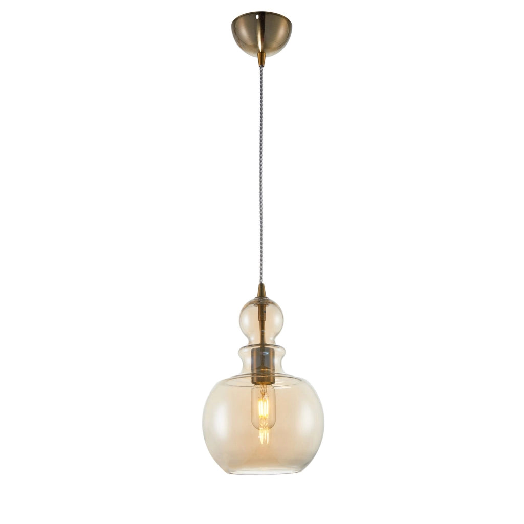 Maytoni Sospensione Vintage Tone 1 luce E27 bronzo metallo diffusore vetro ambra