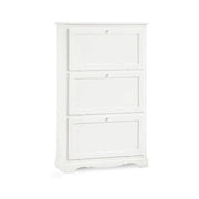 Scarpiera 3 porte capacità 21 paio di scarpe arte povera in legno massello e mdf con rifinitura in bianco 79X30x130 H