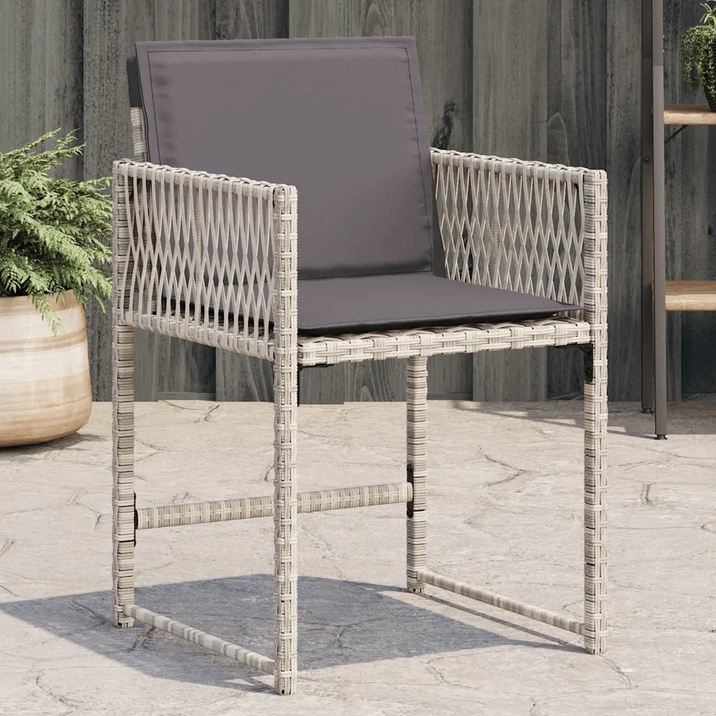 Sedie da Giardino con Cuscini 4 pz | Sedie da Esterno Grigio Chiaro in Polyrattan