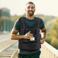 Gilet zavorrato regolabile da 10 kg, con pesi rimovibili, in tessuto Oxford, Nero
