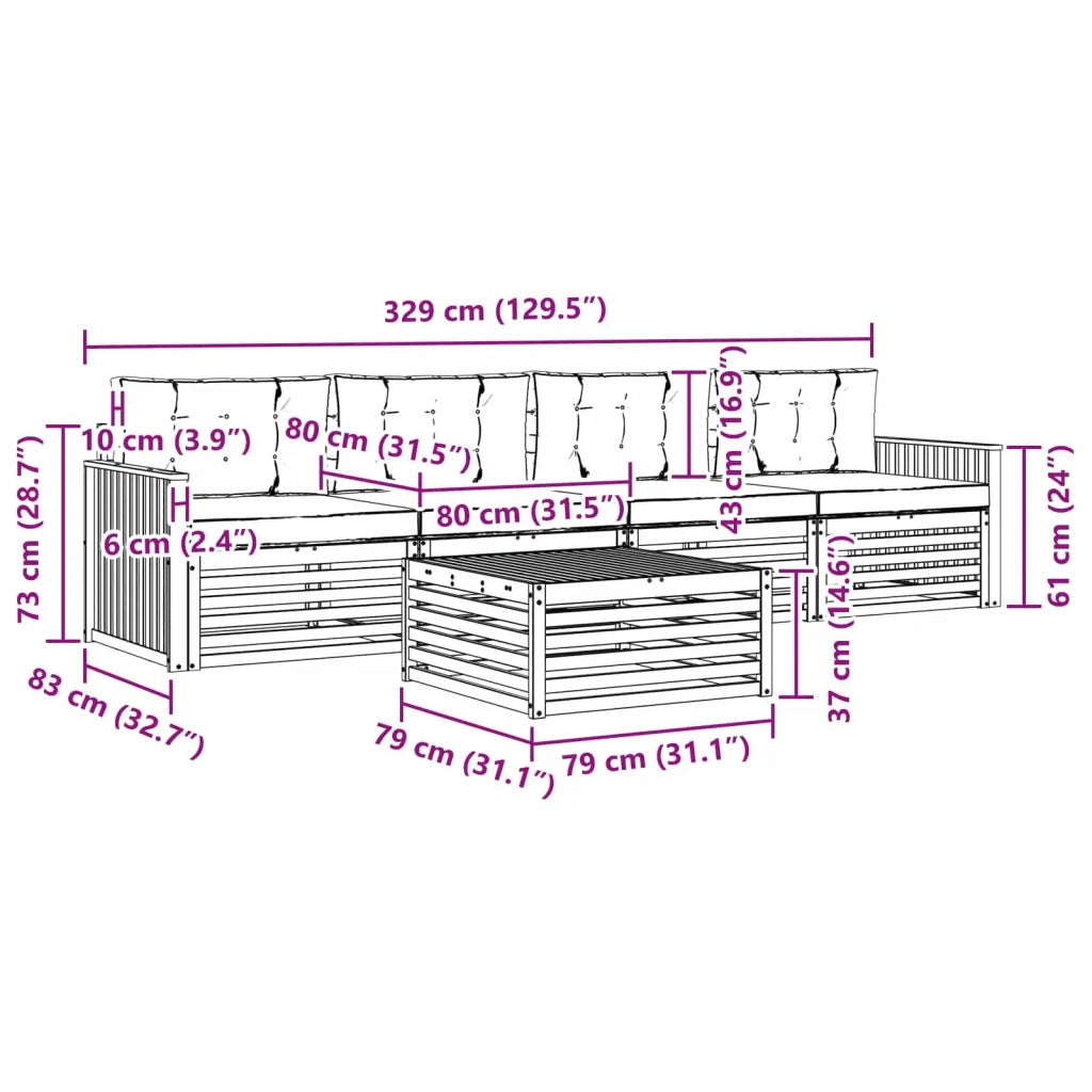 Set di divani da esterno 5 pz Bianco e Antracite 3390002