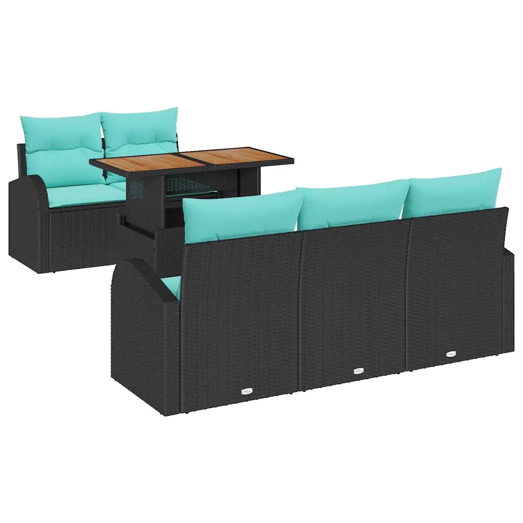 Set Divano da Giardino con archiviazione 6 pcs Nero Poly Rattan 3358265