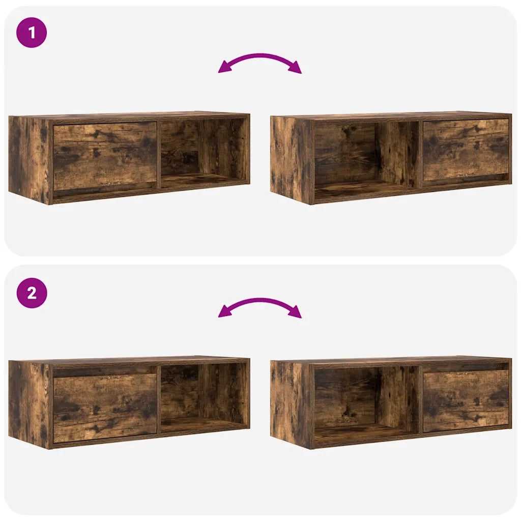 Mobile Porta TV Rovere Fumo 80x31x25,5 cm in Legno Multistrato