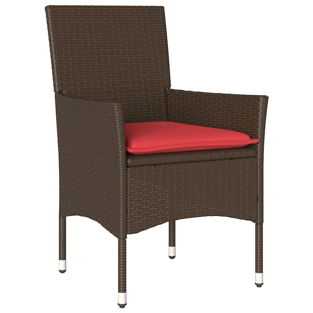 Set di tavolo e sedie con cuscino 7 pcs Marrone Rattan in PE