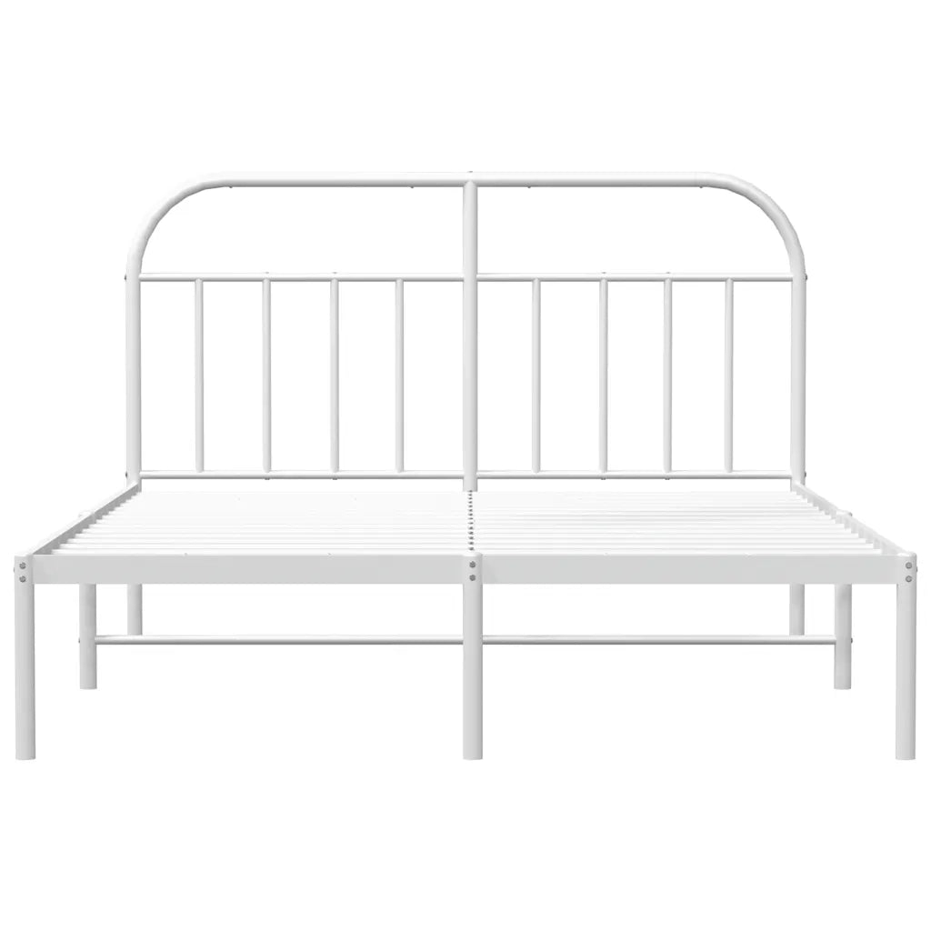 Letto matrimoniale | Letto per adulti | Giroletto con Testiera Metallo Bianco 150x200 cm