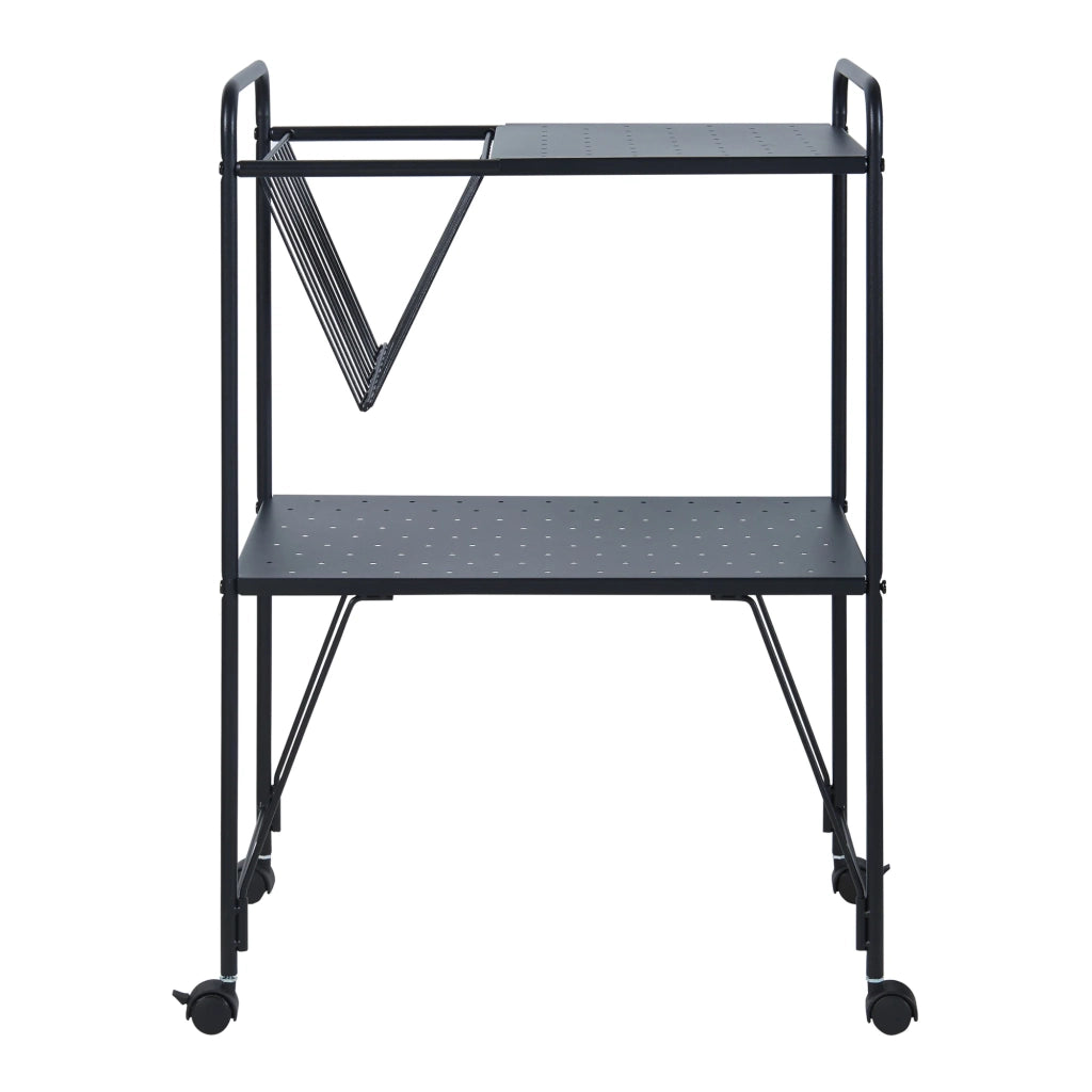 Carrello di servizio mobile contenitore per cucina/soggiorno 73 x 50 x 33 cm acciaio nero 03_0009219