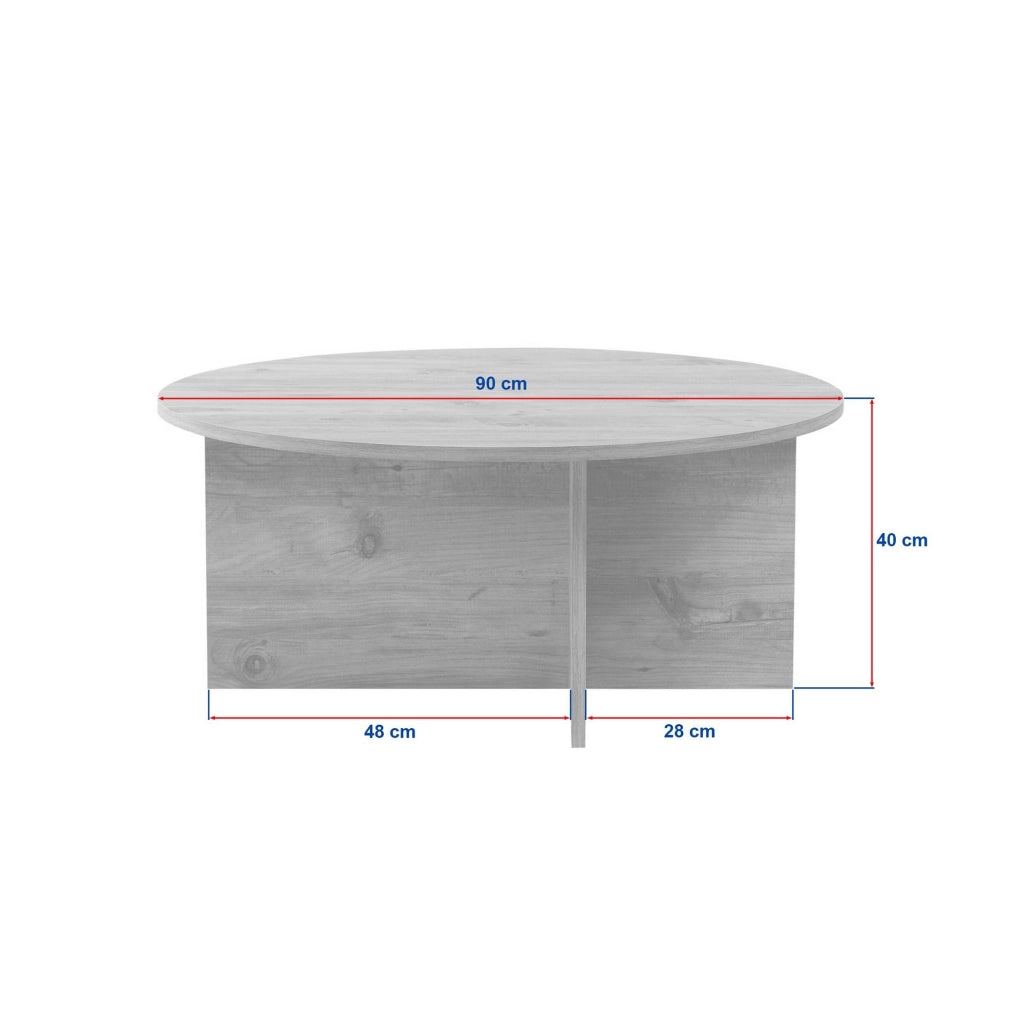 Simbario, Tavolino da Salotto Forma Rotondo, 90x90x40h cm Marrone Rovere